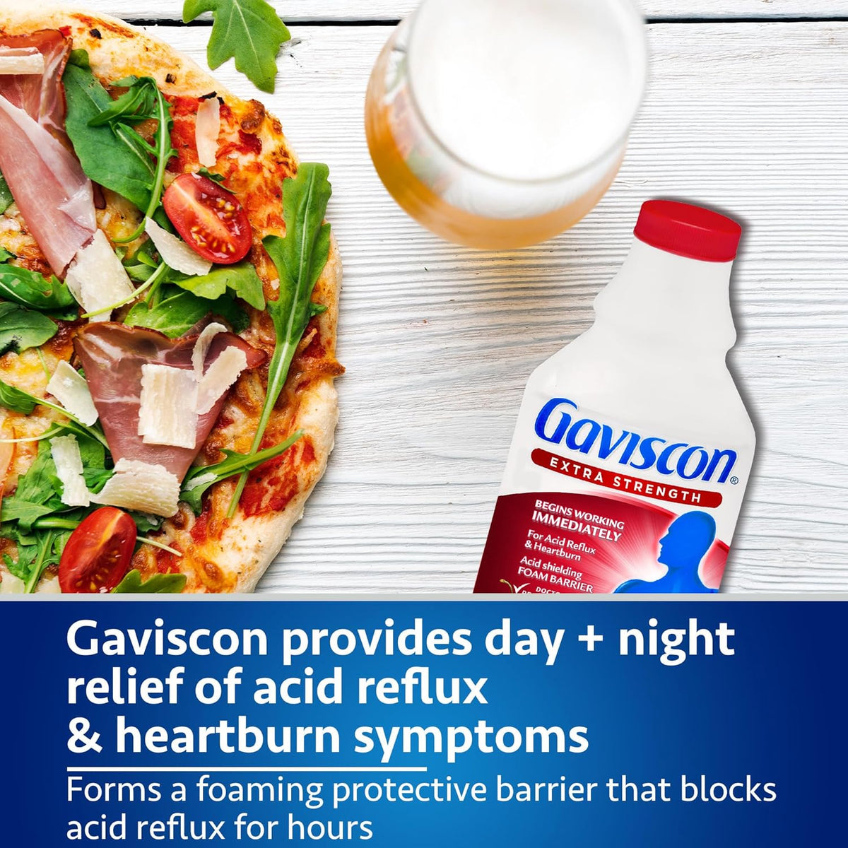 Gaviscon Gaviscon Extra Strength Liquid Fruit | Long-Lasting Acid Reflux and Heartburn Relief | 340ml 1 Count