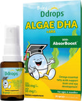 Ddrops Baby Algae DHA + ARA - 30 Sprays - Omega Essential Fatty Acids Support Brian and Eye Development - No Artificial Preservatives, Flavors or Colors
