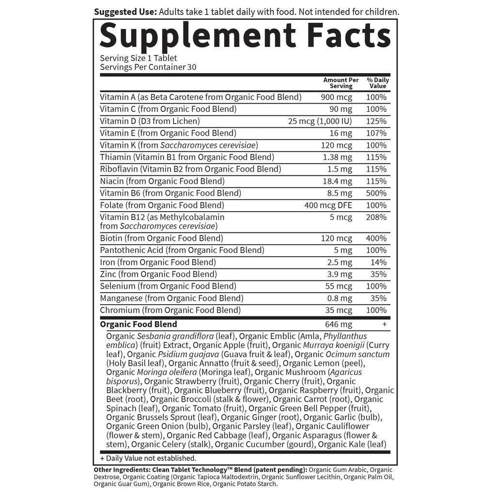 Garden of Life Organics Multivitamin for Women - Women's Once Daily Multi - Whole Food Multi with Iron, Biotin, Vegan Organic Womens Multivitamin for Health, Energy Hair Skin and Nails, 60 Tablets | Women's Once Daily, Whole Food Multi with Iron, Biotin,