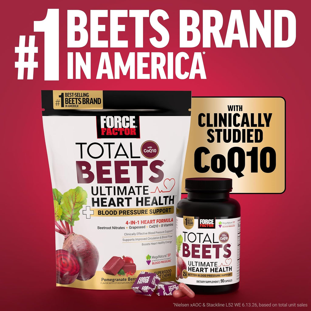 Force Factor Total Beets Organic Beet Root Powder Superfood, Non-GMO | Boost Daily Nutrition, USDA Organic, Vegan, Gluten-Free, and Beet Supplement, Unflavored, 90 Servings