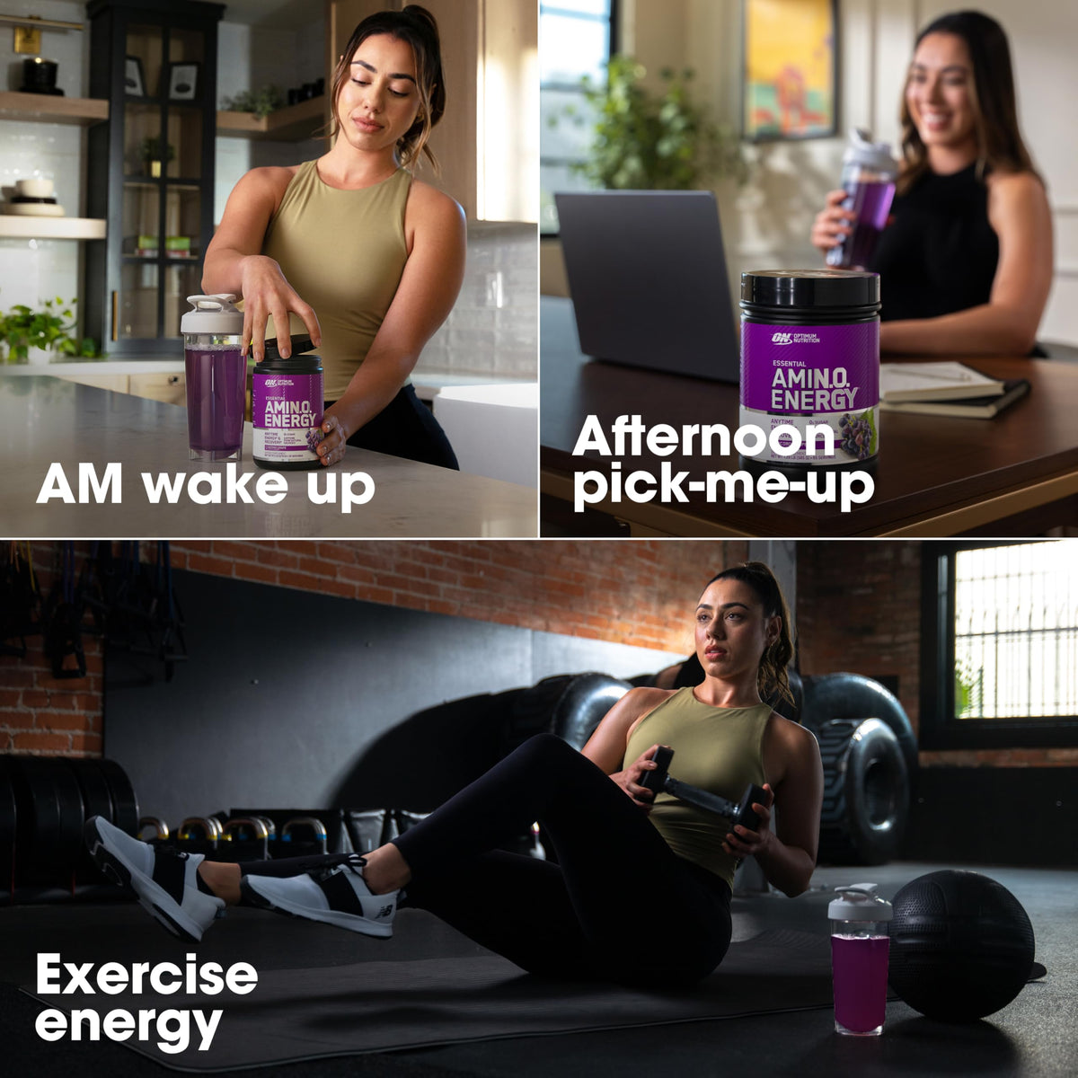 Optimum Nutrition, Amino Energy - Pre Workout with Green Tea, Bcaa, Amino Acids, Keto Friendly, Green Coffee Extract, Energy Powder - Concord Grape, 65 Servings