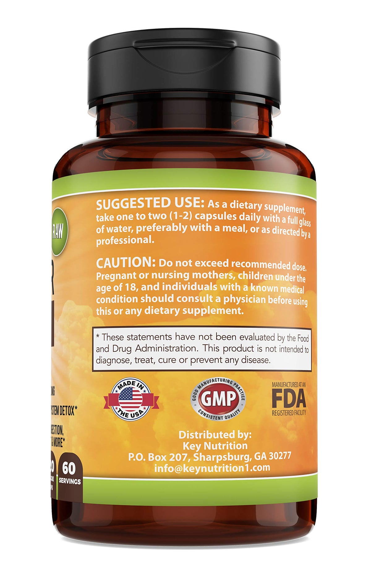 Key Nutrition Apple Cider Vinegar 1500mg, 100% Organic, Pure & Raw - Healthy Digestion & Detox Support - 60 Day Supply