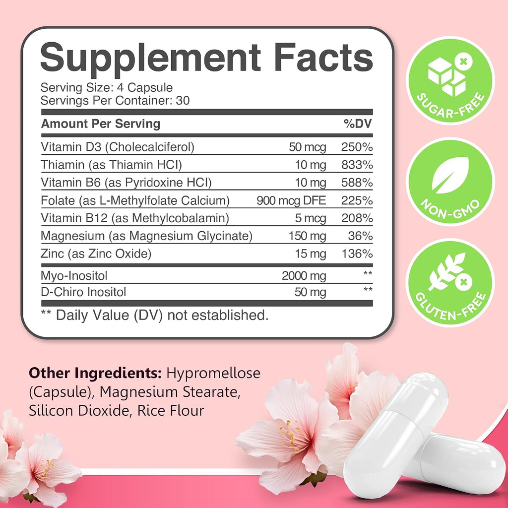 Myo-Inositol & D-Chiro Inositol Supplement for Women 240ct Ideal 40:1 Ratio