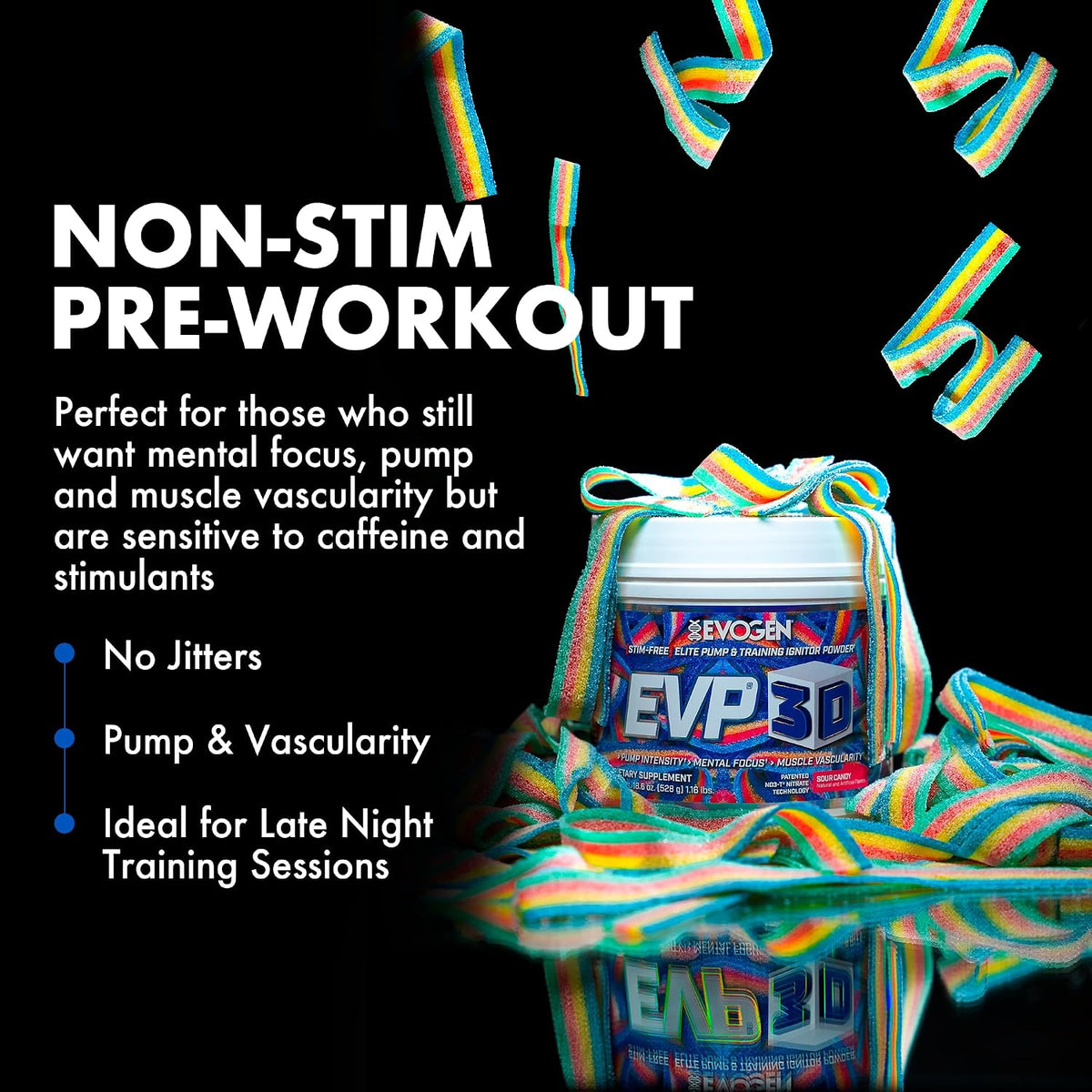 Evogen EVP 3D Creatine Monohydrate Bundle – Stim Free Pre Workout Powder & Micronized Creatine for Pump, Strength, Power & Recovery | Sour Candy + Unflavored