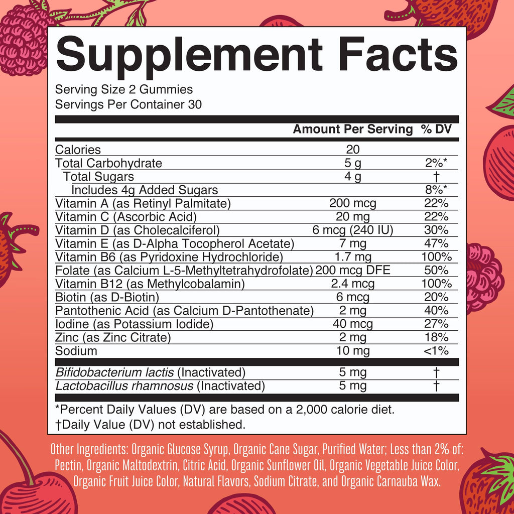 MARYRUTH'S Kids Vitamins USDA Organic | Multivitamin Gummies + Postbiotics for Ages 4+ | Multivitamin for Kids with Lactobacillus Rhamnosus | Children’s Vitamins | Vegan | Non-GMO | 60 Count
