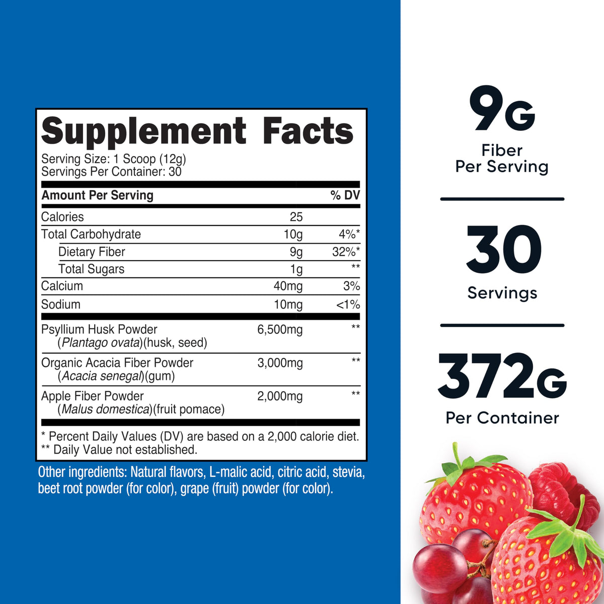 Nutricost Soluble Fiber (Berry Flavored) 30 Servings - Vegan, Non-GMO, Gluten Free