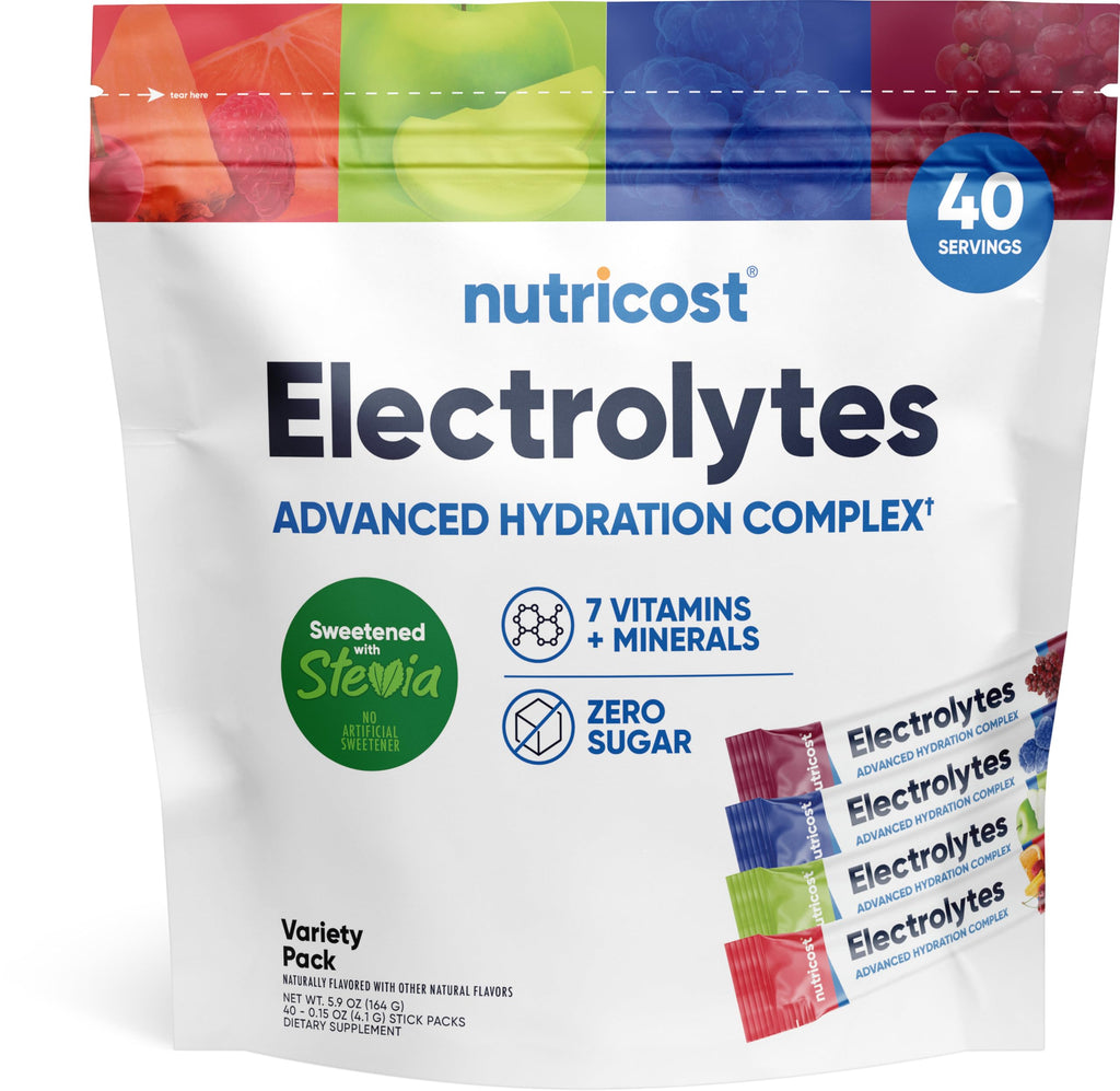 Nutricost Electrolytes Complex, Variety Pack Flavored, 40 Stickpacks - Advanced Hydration Complex