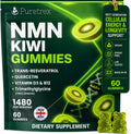 NMN Gummies 500mg with Trans-Resveratrol 200mg, Quercetin, TMG, Vitamin D3 B12, 1480mg NAD+ Supplement, Cellular Energy, Longevity & Healthy Aging Support, Vegan, 60 Kiwi Gummy Bears