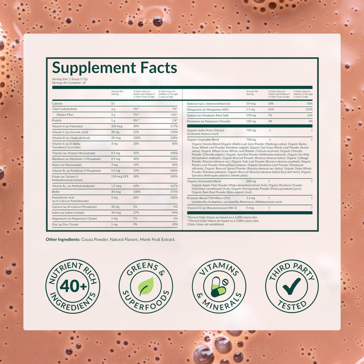 BEAM Kids Multivitamin Powder – Kids Vitamins with Greens, Probiotic & Prebiotic, Immune Support for Children & Toddlers, No Artificial Sweeteners, for Picky Eaters, 20 Servings, Chocolate Flavor