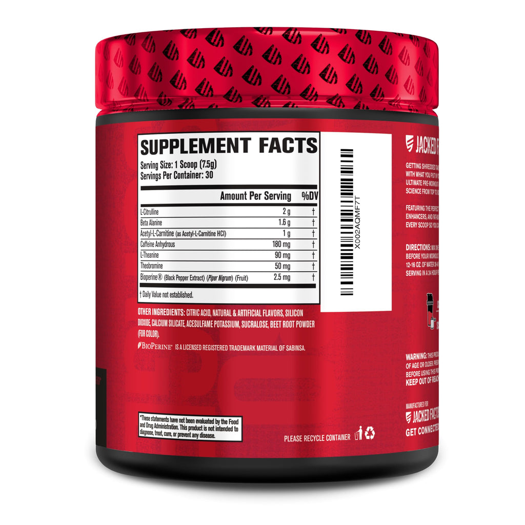 Jacked Factory NITROSURGE Shred Pre Workout Supplement - Energy Booster, Instant Strength Gains, Sharp Focus, Powerful Pumps - Nitric Oxide Booster & PreWorkout Powder - 30Sv, Fruit Punch