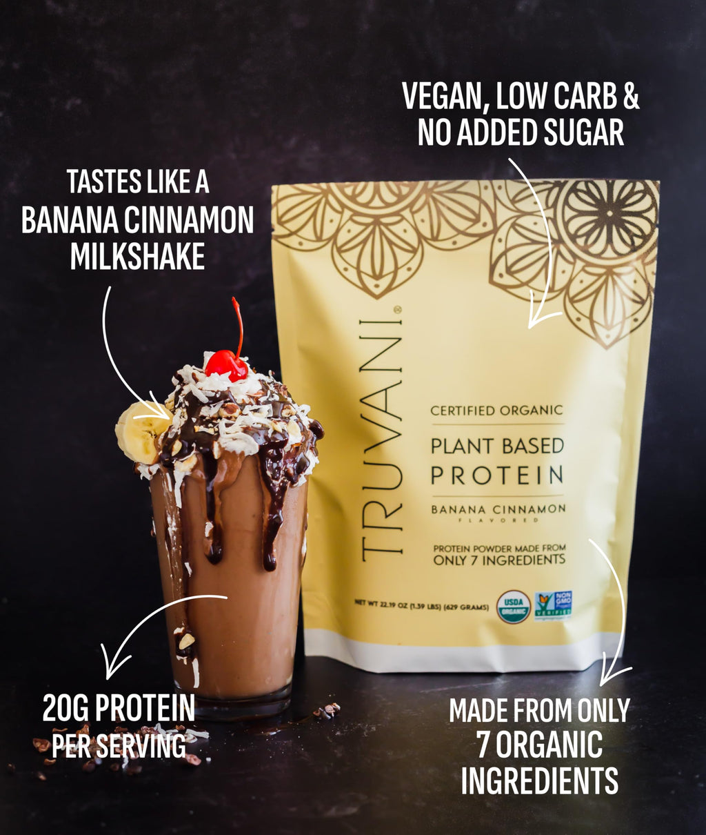 Truvani Organic Plant Based Protein Powder | Vanilla Chai | 10 Servings | Vegan | 20g Pea Protein | Keto | Gluten & Dairy Free | Low Carb | No Added Sugar