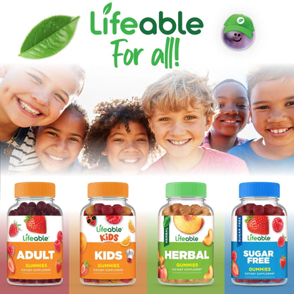 Lifeable Kids Multivitamin Gummies | Great Tasting Multivitamin for Kids | with Vitamins A, C, D, E, B6, B12, Zinc, Biotin Lifeable