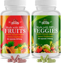 Fruits and Vegetables Supplement - 90 Fruit and 90 Veggie Capsules - Nature Vitamins, Balance of Fruits and Veggies Supports Energy Balance, Soy Free, Vegan Capsules - 90 Count (Pack of 2)