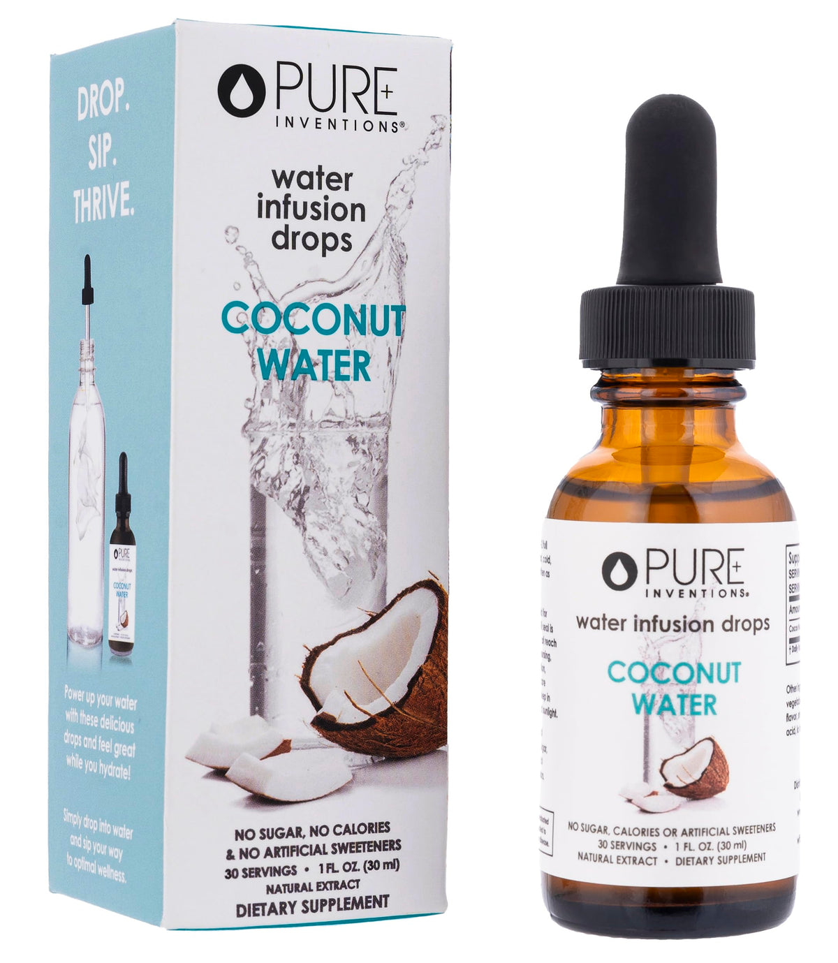 Pure Inventions - Coconut Water Infusion Drops – Electrolytes - Sugar-Free Hydration, Zero Calories, No Artificial Sweeteners, Clean Ingredients, 30 Servings