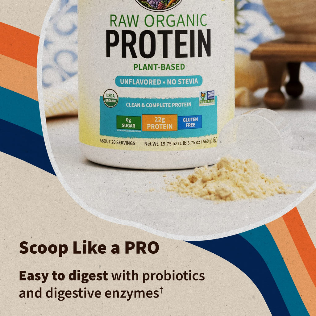 Garden of Life Protein Powder, Vegan Protein Powder, BCAA, Probiotics & Digestive Enzymes, Gluten & Lactose Free, Vanilla, 1.5 LB