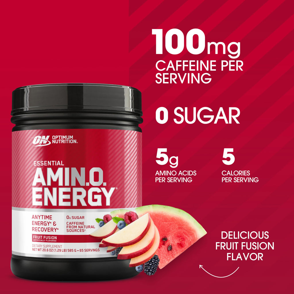 Optimum Nutrition, Amino Energy - Pre Workout with Green Tea, Bcaa, Amino Acids, Keto Friendly, Green Coffee Extract, Energy Powder - Concord Grape, 65 Servings