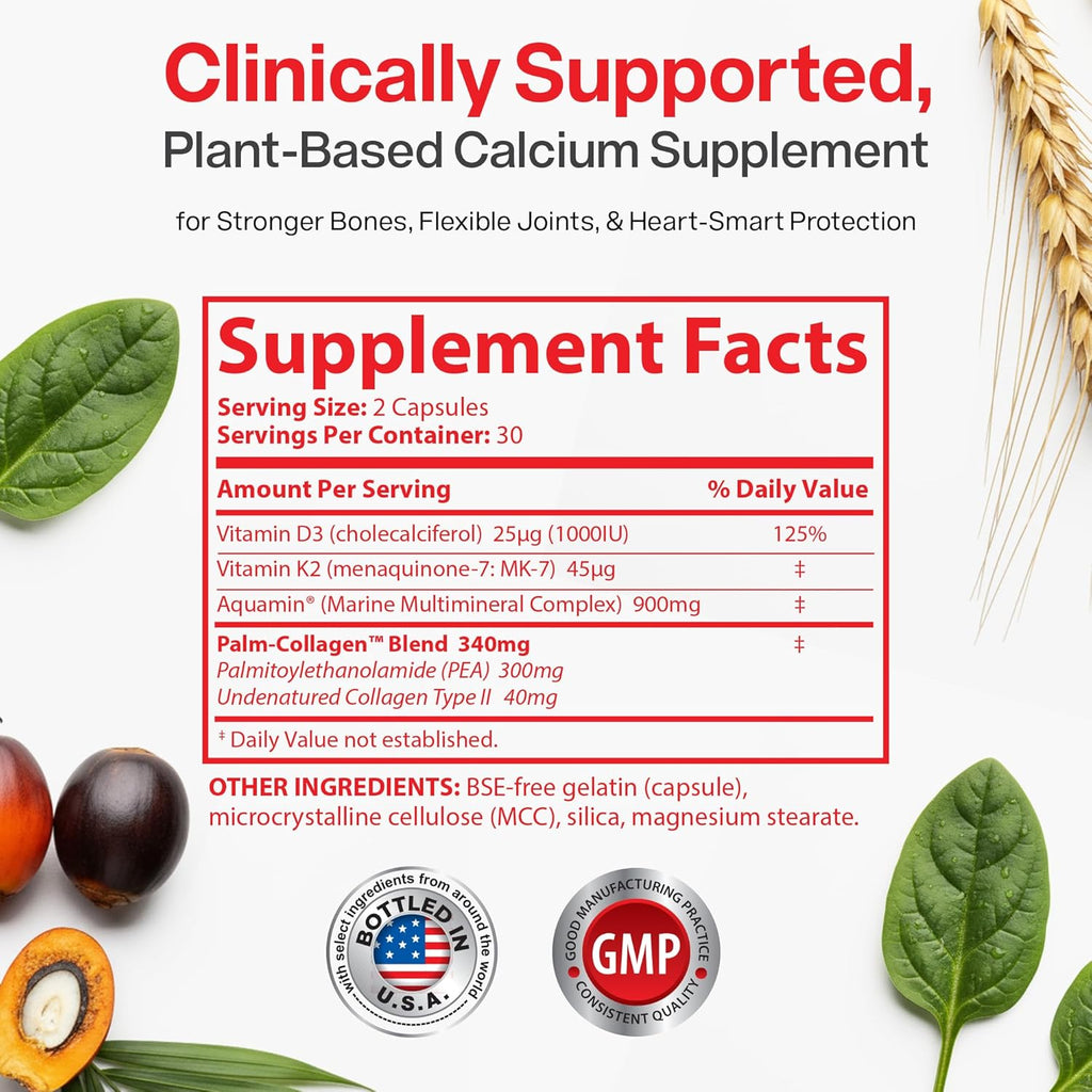Peak Health Research - Bone &amp; Joint Formula - Calcium Supplements for Women &amp; Men with Vitamin D3, K2 &amp; Aquamin