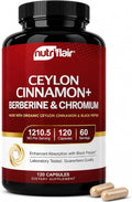 NutriFlair Ceylon Cinnamon, Berberine, Chromium 1200mg, 120 Capsules | Premium Botanical Blend, High Potency Formula, Non-GMO, Third Party Tested. Contains Berberine HCl