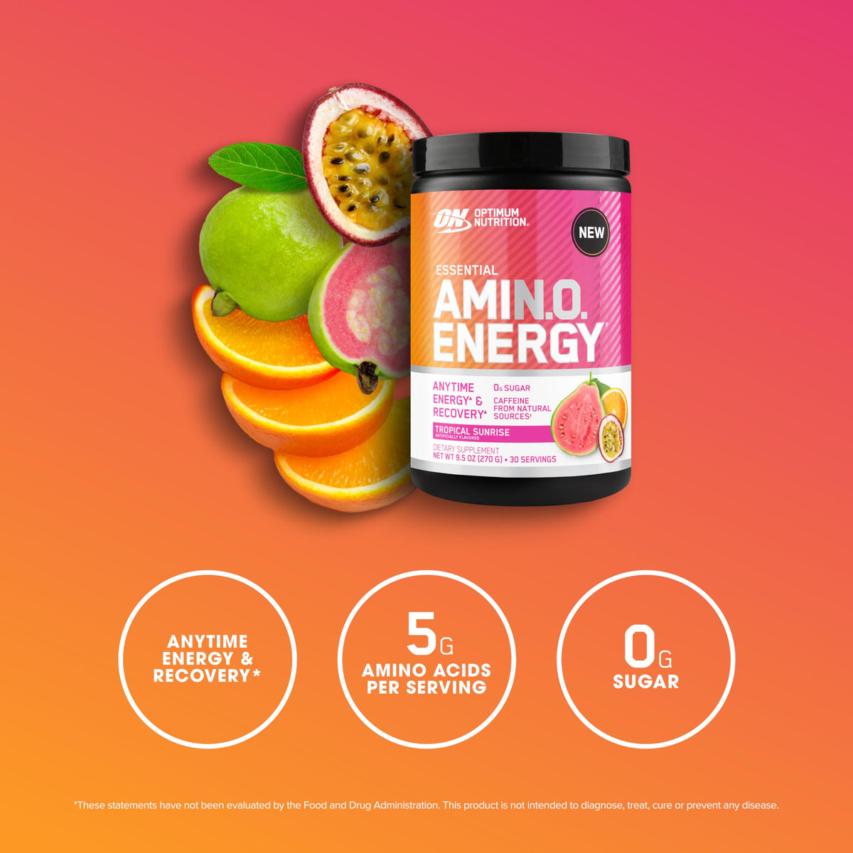 Optimum Nutrition, Amino Energy - Pre Workout with Green Tea, Bcaa, Amino Acids, Keto Friendly, Green Coffee Extract, Energy Powder - Concord Grape, 65 Servings