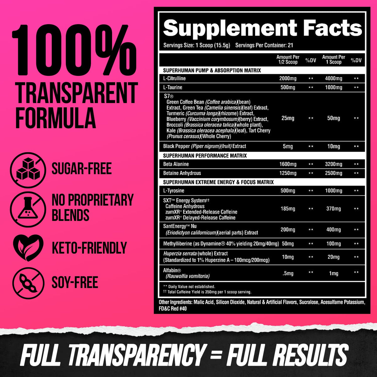 ALPHA LION Superhuman Extreme High Stim Pre Workout Powder, Beta Alanine, L-Taurine & 356mg Tri-Source Caffeine for Sustained Energy, Nitric Oxide & Citrulline for Pump (21 Servings, Slaughtermelon)