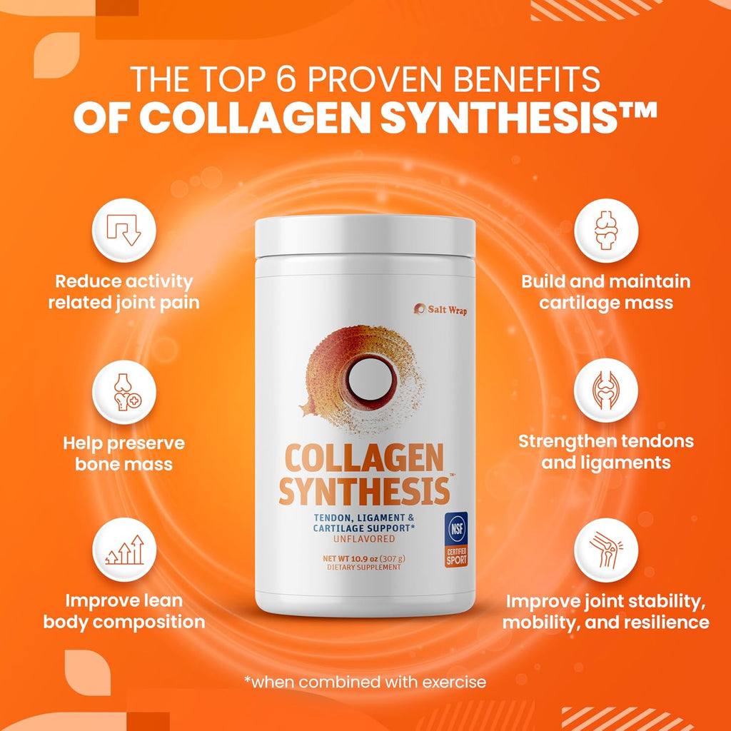 SaltWrap Joint & Muscle Recovery Bundle, Daytime - Collagen & Mag 3D | Made in USA GMP Facility, NSF Certified for Sport, Pairs Fortigel & Tendoforte with Alpha Lipoic Acid and Turmeric C3