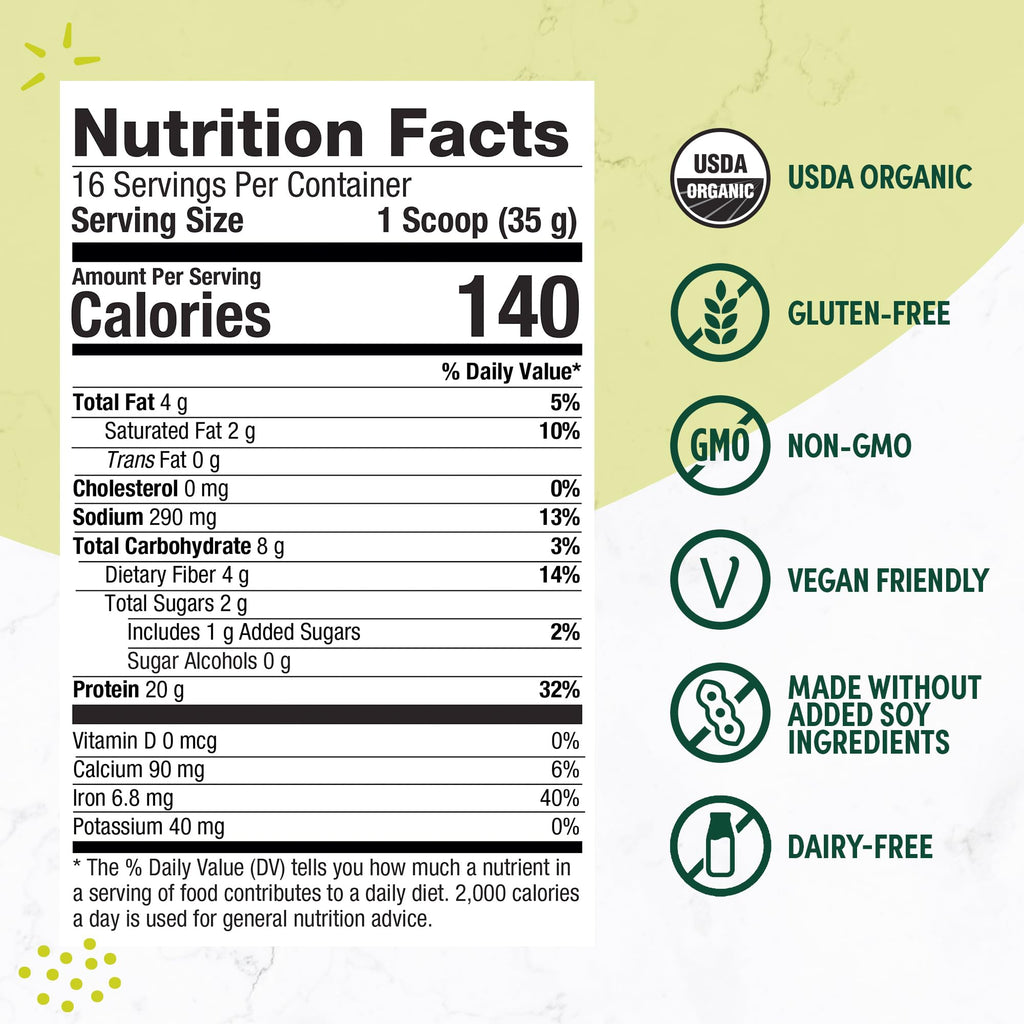 Purely Inspired Plant-Based Protein Powder for Men & Women, Creamy French Vanilla (16 Servings) - Vegan & Organic - 20g of Pea Protein Powder for Smoothies & Shakes - Dairy-Free, & Gluten-Free