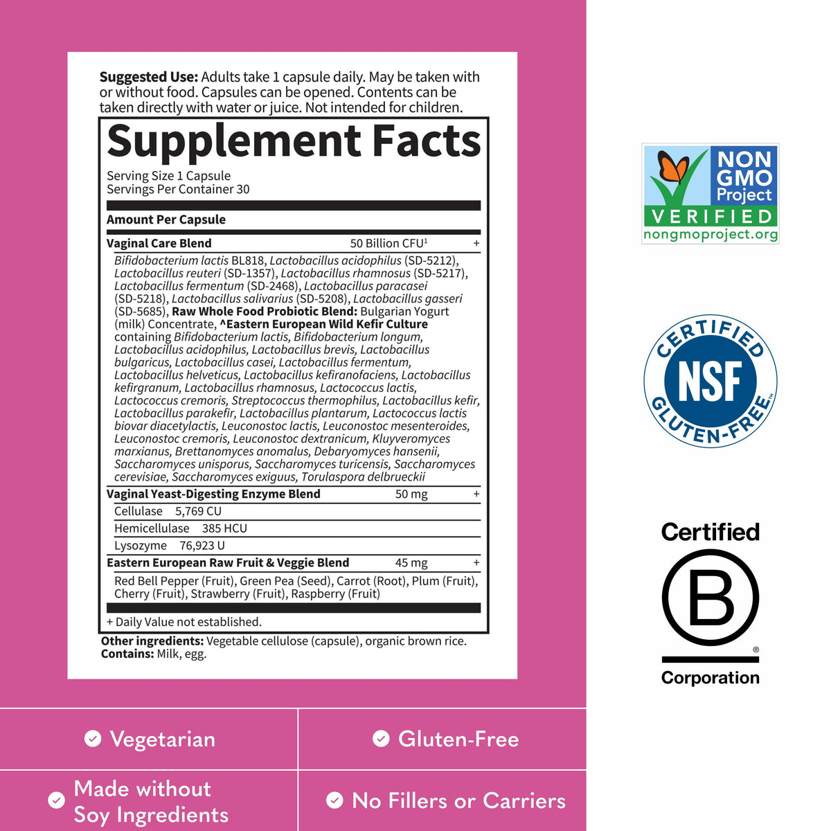 Garden of Life Raw Probiotics for Women's Vaginal Care with Acidophilus, Shelf Stable Probiotic Promotes Yeast Balance, Vaginal, Urinary Tract Health, 30 Vegetarian Capsules | 38 Probiotic Strains, Supports Vaginal & Urinary Tract Health, Vegetarian, Shel