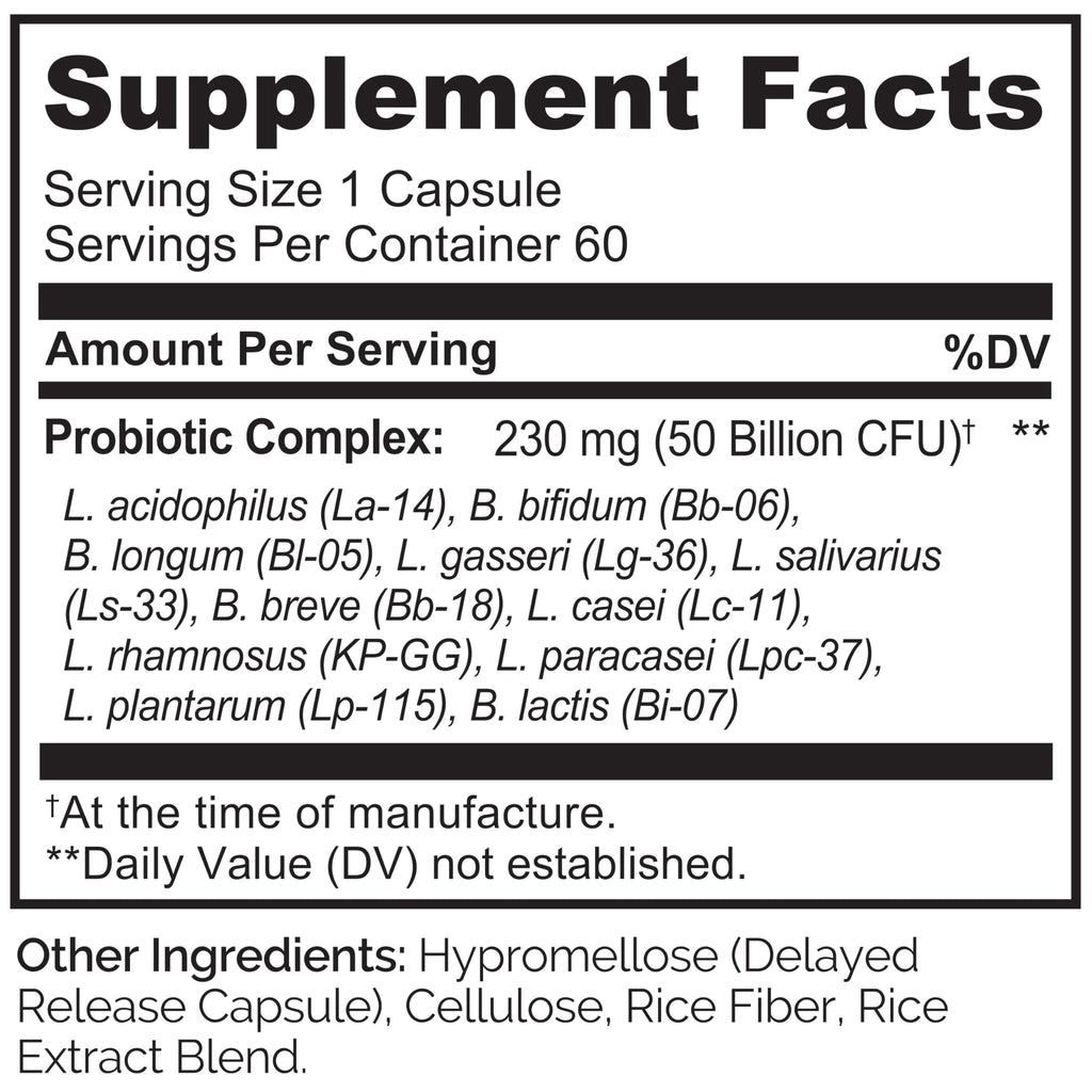 NATURELO Probiotics for Digestive Health, 50 Billion CFU, 60 Vegetarian Capsules, 11 Strains, Daily Use Supplement, Delayed Release, No-Fridge, Boosts Immune System, Probiotics for Women & Men