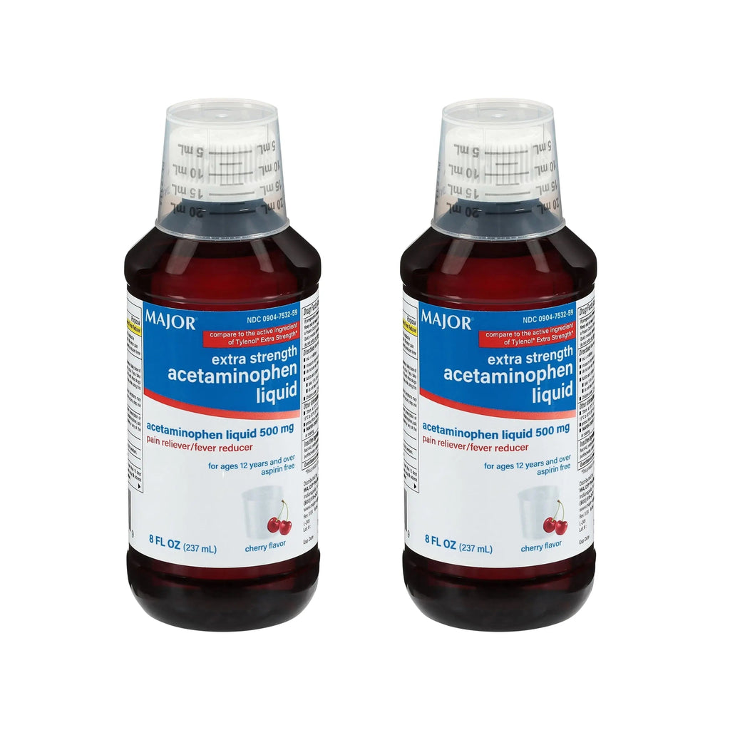 MAJOR Adult Extra Strength Liquid Acetaminophen 500mg - Helps Relieve Pain and Reduce Fevers - Aspirin Free - Cherry Flavor - 8 Fl Oz (2 Pack) MAJORBuy Supplements Australia