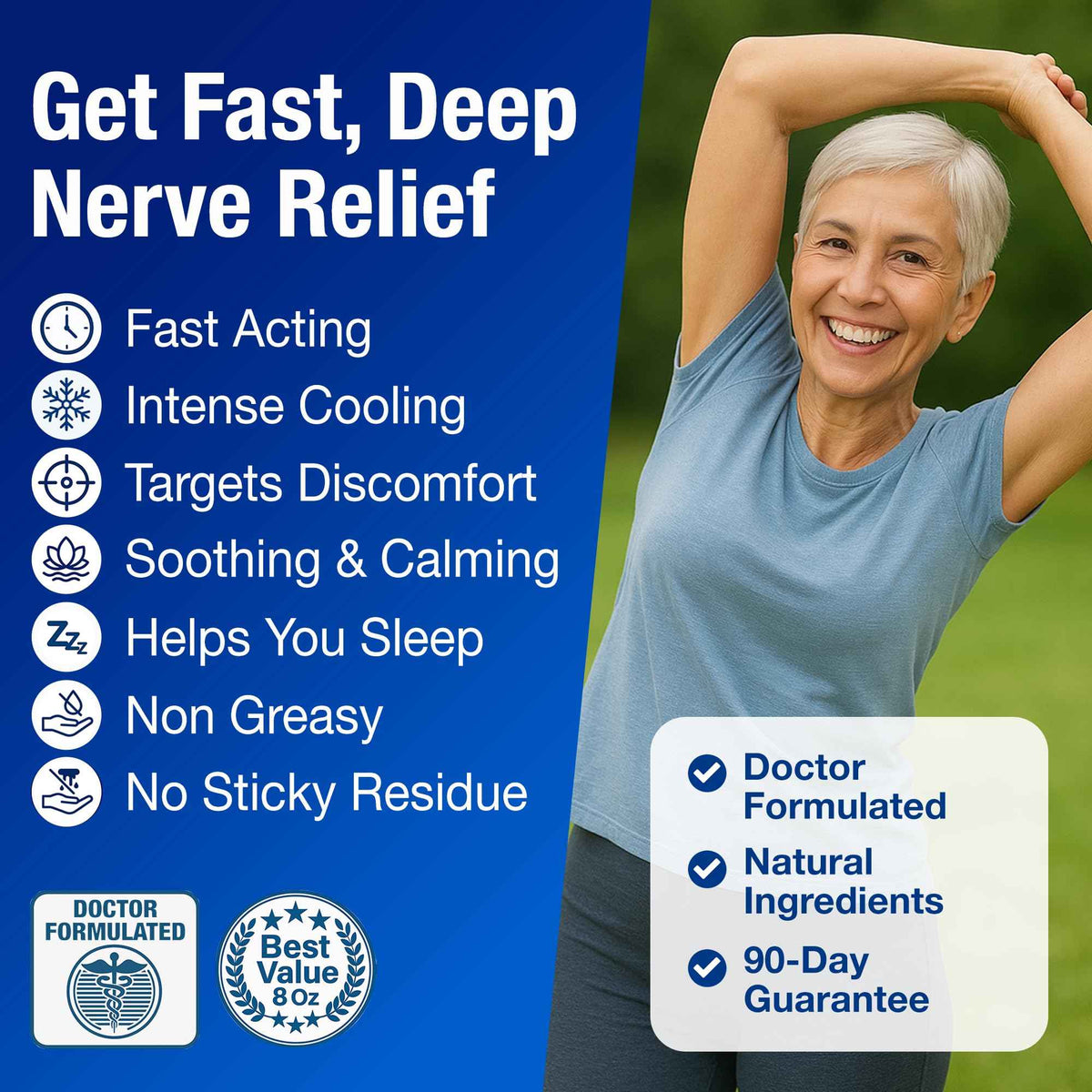 Neuropathy Nerve Relief Cream – Extra Large 8 oz – Maximum Strength for Feet Hands Legs Toes Back – Natural Ingredients Arnica Aloe Vera MSM Vitamins