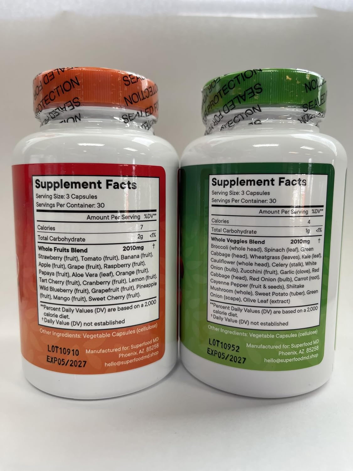 Superfood MD Fruits & Veggies Supplement - Whole Food Natural Superfoods - with Beta Carotene - Soy Free- 90 Count (Pack of 2)