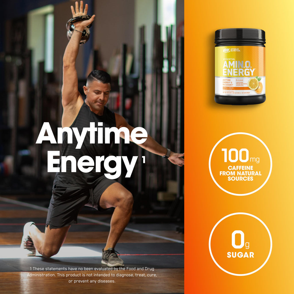 Optimum Nutrition, Amino Energy - Pre Workout with Green Tea, Bcaa, Amino Acids, Keto Friendly, Green Coffee Extract, Energy Powder - Concord Grape, 65 Servings