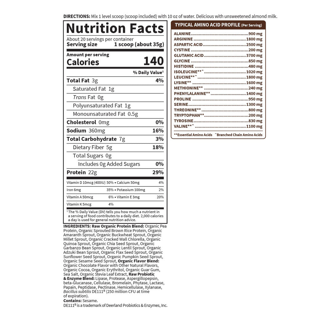 Garden of Life Protein Powder, Vegan Protein Powder, BCAA, Probiotics & Digestive Enzymes, Gluten & Lactose Free, Vanilla, 1.5 LB