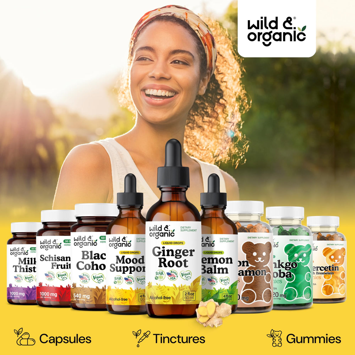 Wild & Organic Ginger Root Extract Drops - Immune & Digestive Support - Liquid Ginger Supplements - Easy to Add to Tea - Vegan, Sugar & Alcohol-Free Tincture - 4 fl oz