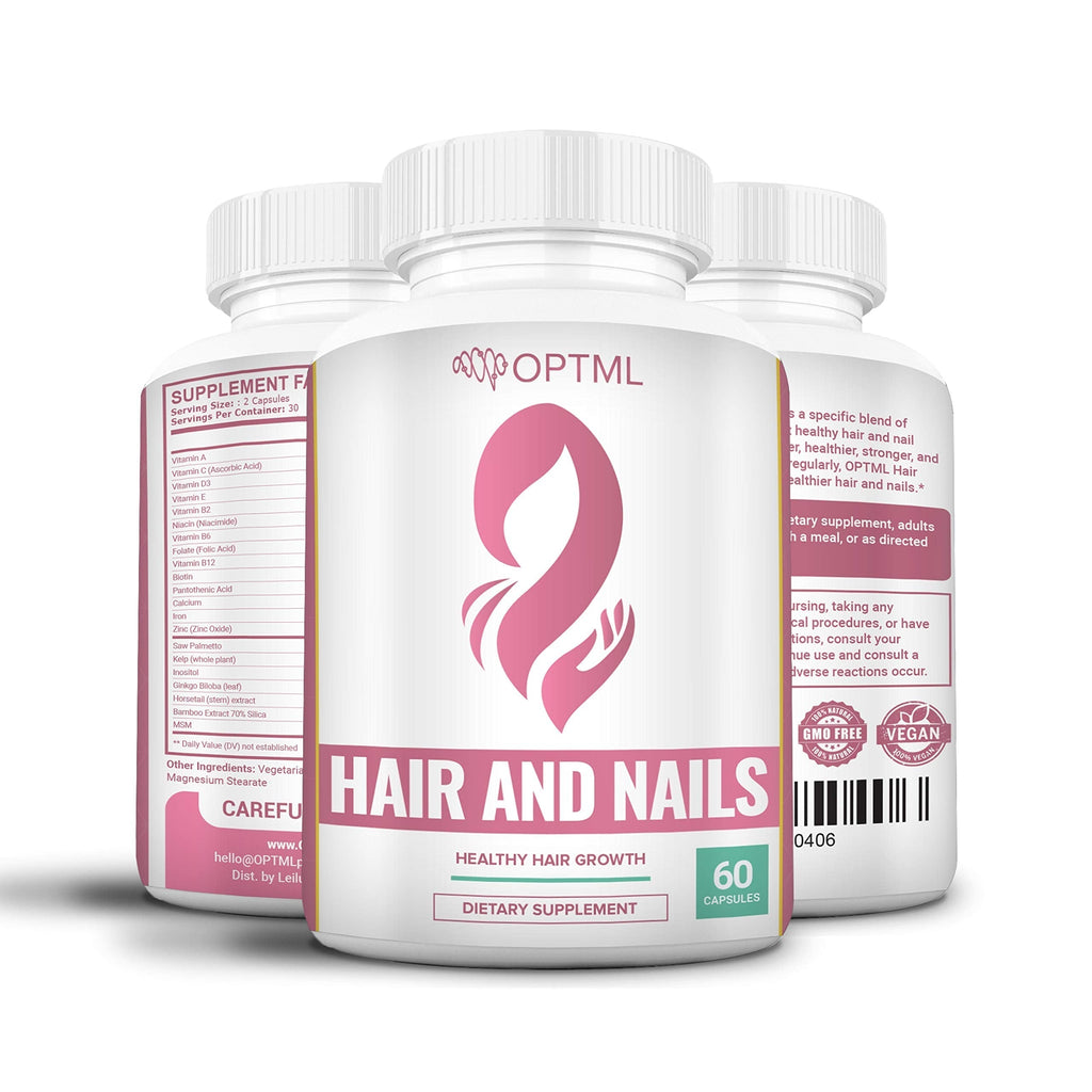 OPTML Hair and Nail Vitamins for Hair Growth and Thickness, Biotin-Infused Hair Pills, Hair Vitamins for Faster Hair Growth and Healthy Nails, for Women and Men, 60 Capsules OPTML buy supplements Au