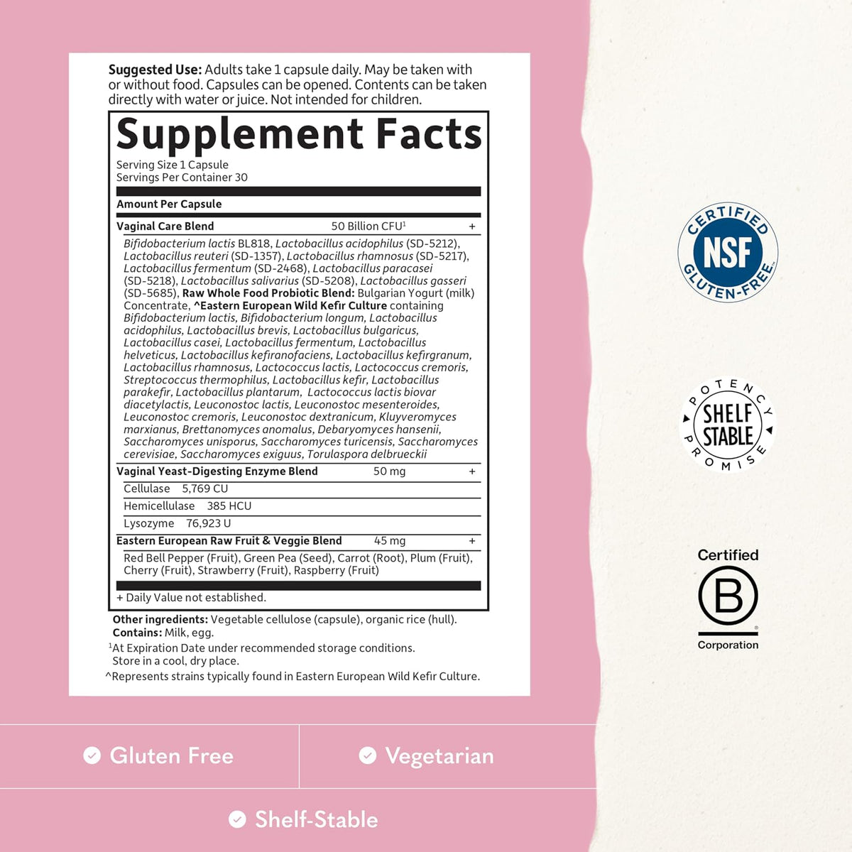 Garden of Life Raw Probiotics for Women's Vaginal Care with Acidophilus, Shelf Stable Probiotic Promotes Yeast Balance, Vaginal, Urinary Tract Health, 30 Vegetarian Capsules | 38 Probiotic Strains, Supports Vaginal & Urinary Tract Health, Vegetarian, Shel