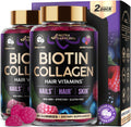 Biotin Gummies with Collagen - Hair Growth Support, Skin, & Nail Strength - for Women & Men - Biotin 10000mcg | Keratin | Hyaluronic Acid | B-Complex | Nettle - Sugar-Free, Mixed Berry, 60 Gummies