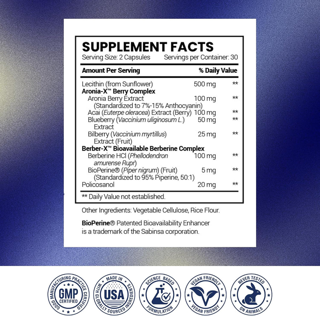 Research Verified Cholestrax - Support LDL and HDL Levels - Berberine, Lecithin, Berry Complex - 60 Capsules - 1 Month Supply - Vegan