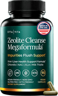 Liver Cleanse Detox & Repair with Zeolite, Chlorella, Glutathione NAC 90Ct | Zeolite supplement for gut health, cognition & natural energy - ALA, cilantro, milk thistle, noni, shilajit, vegan, non-GMO