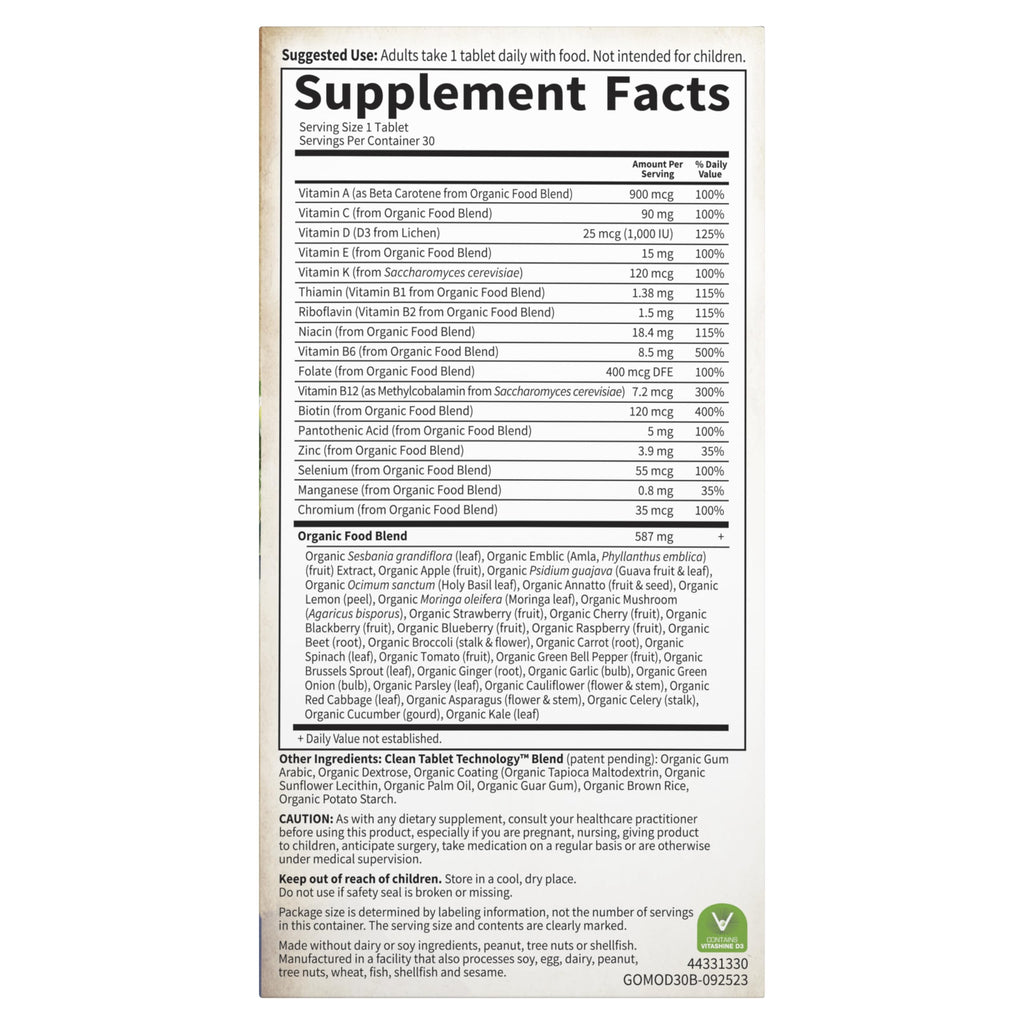 Garden of Life Once Daily Whole Food Multivitamin for Men, Organic Mens Vitamins & Minerals, Vitamin C, Zinc, Vegan, for Health & Well-Being, 60 Tablets | Organic Mens Vitamins & Minerals, Vitamin C, Zinc, Vegan, For Health & Well-Being, Whole Food