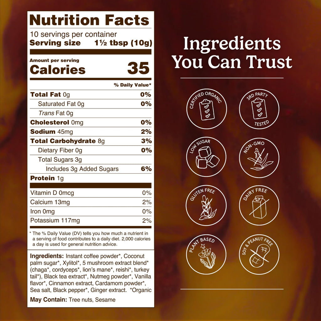 Organic Traditions Mind Fuel Instant Mushroom Coffee Alternative, Caffeine Free Lion’s Mane and Maca Herbal Drink with Dandelion, Chicory, Roasted Grain Blend, Natural Focus Support, 140g / 5oz