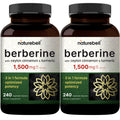 NatureBell Berberine Supplement 1,500mg with Ceylon Cinnamon & Turmeric Root, 240 Veggie Capsules | 97% Pure Berberine HCL | Supports Balanced Sugar Levels & Heart Health | Vegan, Non-GMO