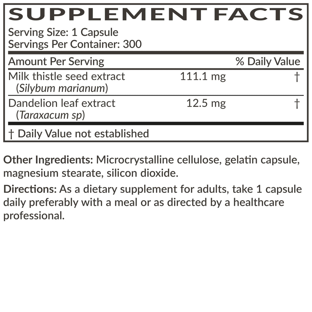 Futurebiotics Milk Thistle Silymarin Marianum & Dandelion Extract Liver Health Support, Antioxidant Support, Detox, 300 Capsules
