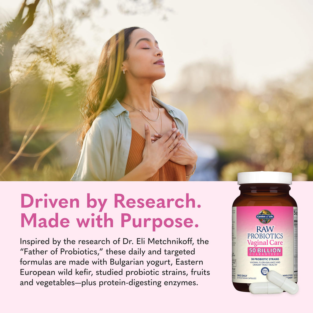Garden of Life Raw Probiotics for Women's Vaginal Care with Acidophilus, Shelf Stable Probiotic Promotes Yeast Balance, Vaginal, Urinary Tract Health, 30 Vegetarian Capsules | 38 Probiotic Strains, Supports Vaginal & Urinary Tract Health, Vegetarian, Shel