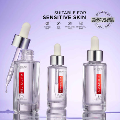 L'Oreal Paris Revitalift 1.5% Pure Hyaluronic Acid Face Serum, Hydrate & Reduce Wrinkles, Fragrance Free 1.7 oz