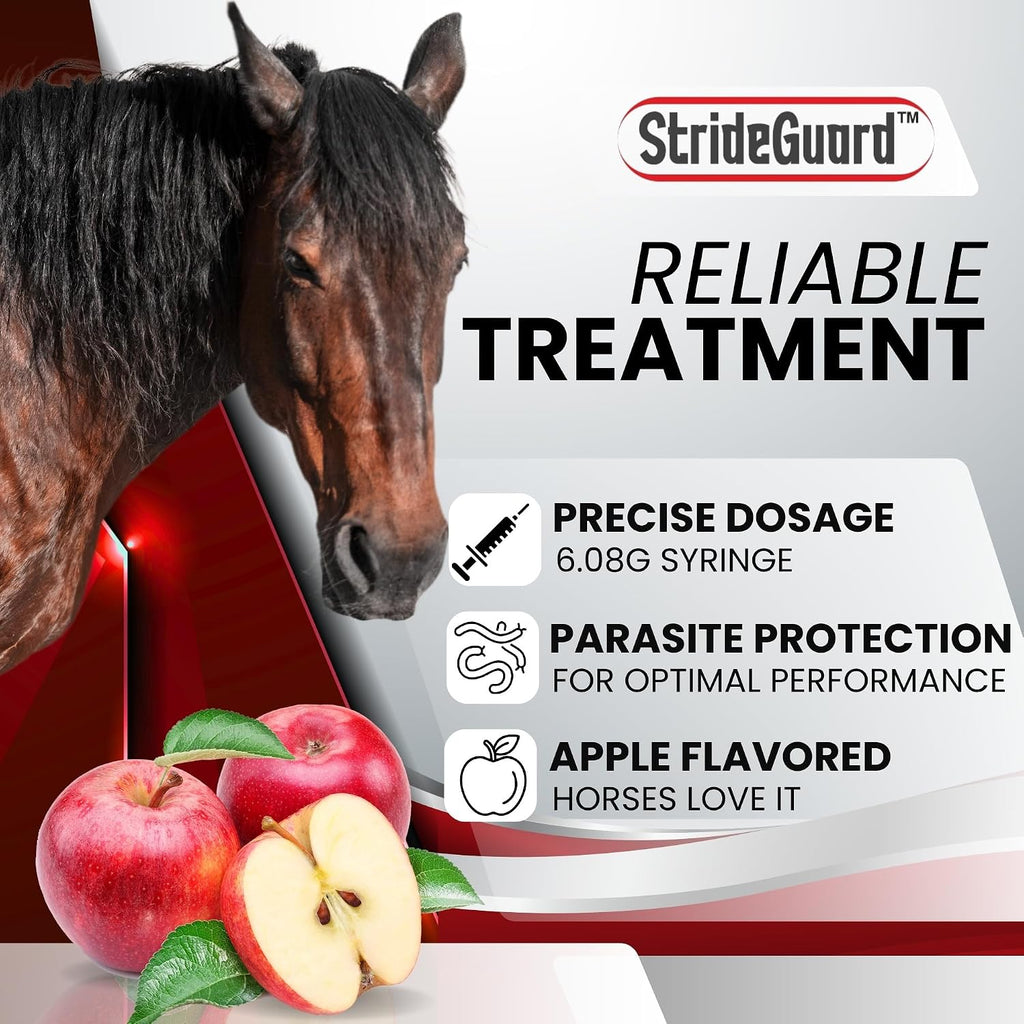 Horse Ivermectin Paste 1.87% – Apple Flavored Oral Horse Dewormer Syringe – 6.08g Tube Treats Horses Up to 1250 LB [Pack-12]