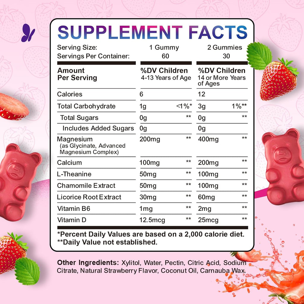 Magnesium Complex for Kids Adults - Magnesium Supplements Gummies Sugar Free