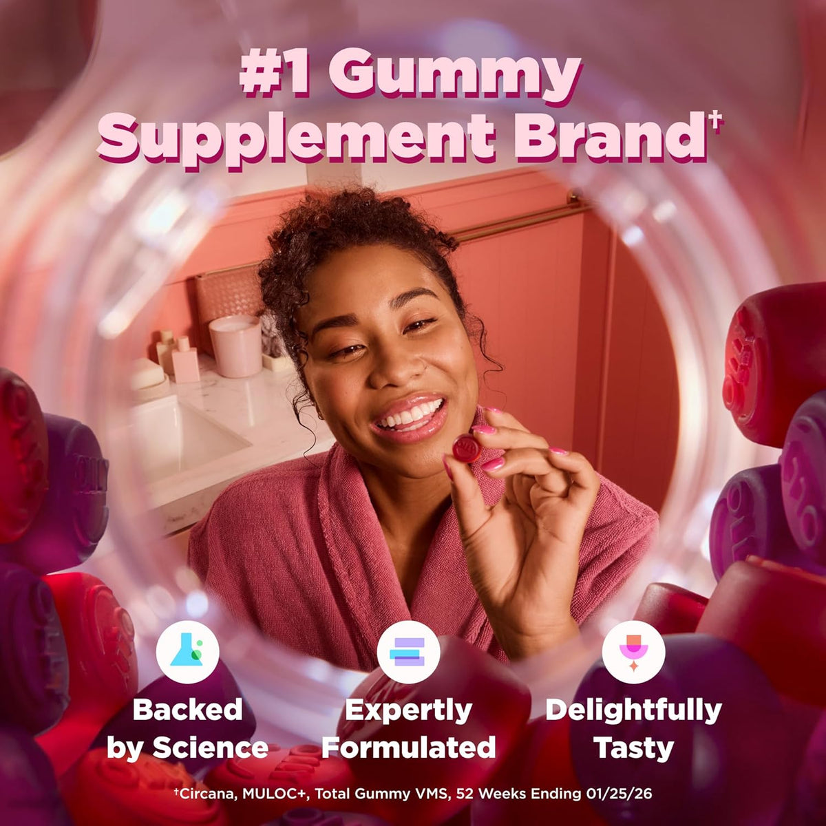 OLLY Prenatal Multivitamin Gummy, Daily Blend for Mommy & Baby - 60 Count