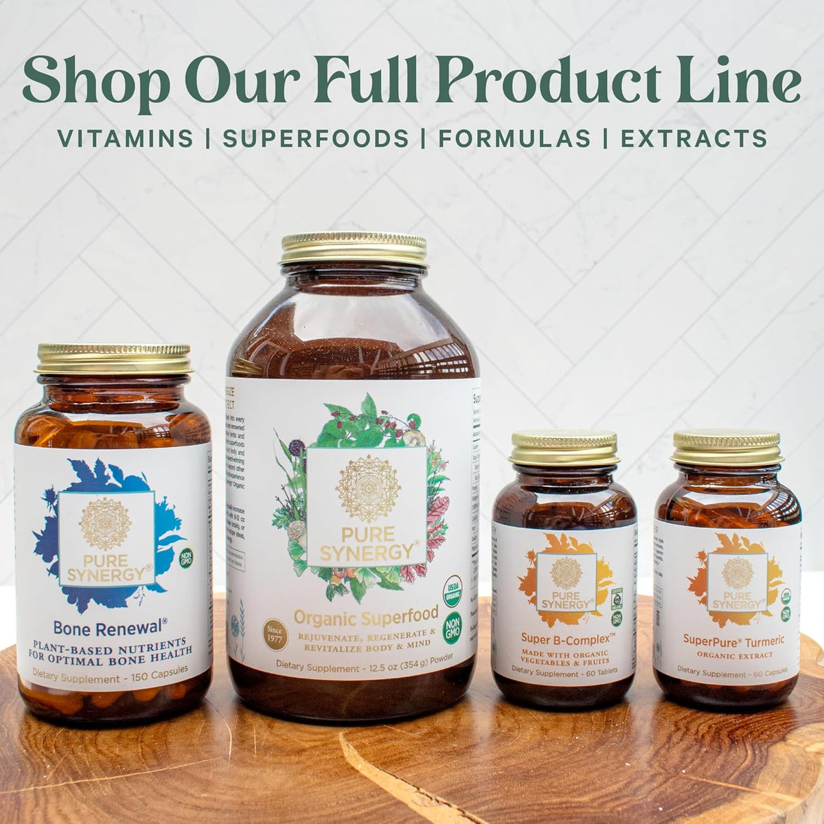 PURE SYNERGY Super B-Complex | Vitamin B Complex Made with Organic Whole Foods | Vegan Supplement with Natural Vitamin B12, Niacin, and Folate | for Energy, Focus and Mood Support (60 Tablets)