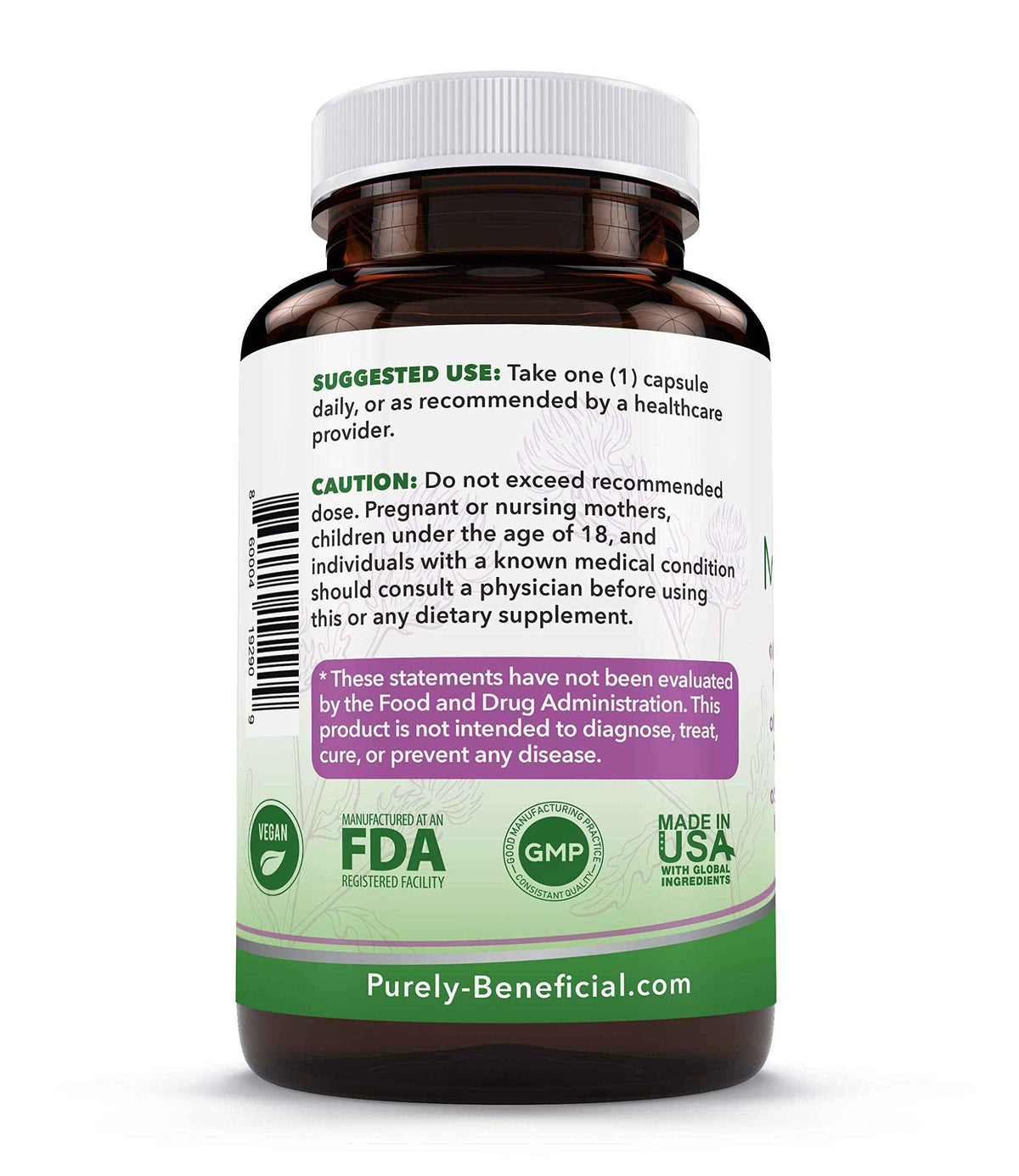 PURELY beneficial Organic Milk Thistle Capsules, 50:1 Milk Thistle Extract, Liver Cleanse & Antioxidant Support, 120 Veg Capsules, Vegan & Non-GMO